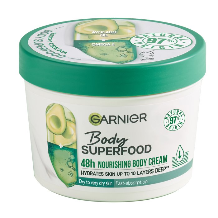 کرم بدن زنانه - مردانه فرانسوی گارنیر Garnier Avocado & بادی سوپرفود Omega آووکادو و امگا ۶ ، ۳۸۰ میل