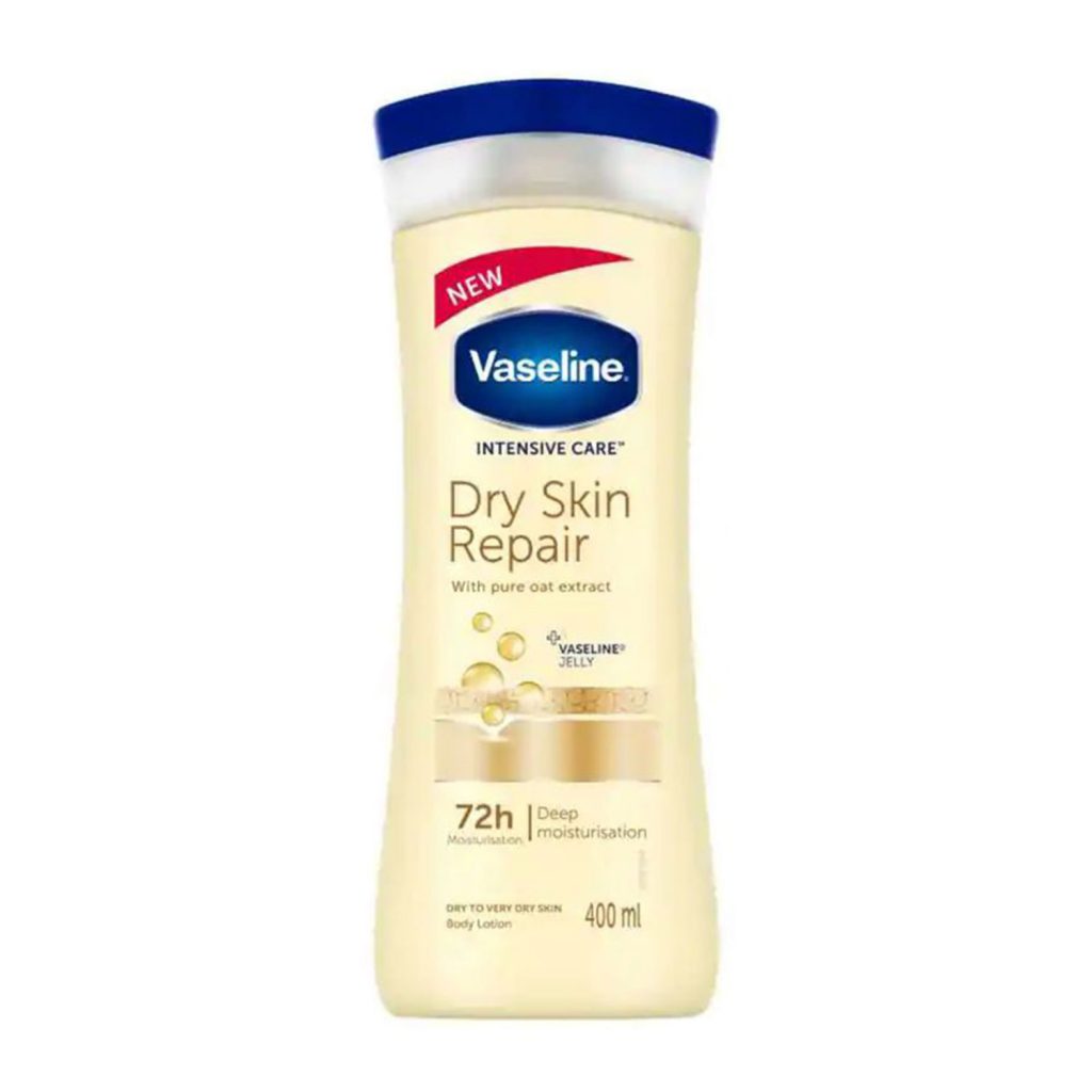 لوسیون بدن وازلین نرم و ترمیم کننده پوست خشک 72 ساعته Vaseline Intensive Care Dry Skin Repair Body Lotion